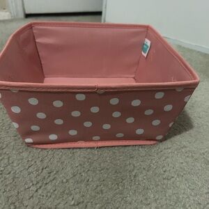 Polka Dot Fabric Storage Bin - Pink Organizational Basket